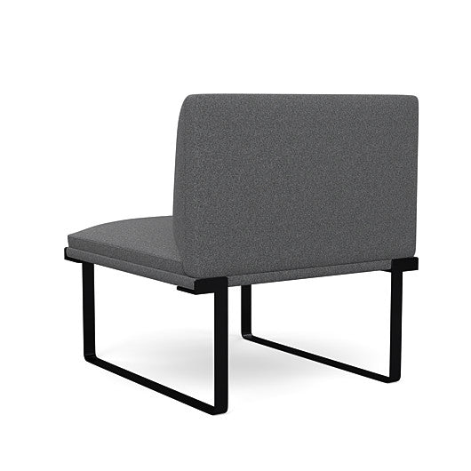 Back view of the SitOnIt Cameo Club Chair armless in gray fabric with black Frame. Kansas City Office Design