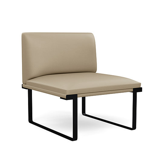 Front view of the SitOnIt Cameo Club Chair armless in pebble vinyl with black Frame. Kansas City Office Design