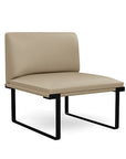 Front view of the SitOnIt Cameo Club Chair armless in pebble vinyl with black Frame. Kansas City Office Design
