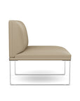 Side view of the SitOnIt Cameo Club Chair armless in pebble vinyl with chrome Frame. Kansas City Office Design