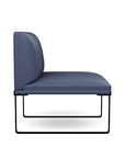 Side view of the SitOnIt Cameo Club Chair armless in sapphire vinyl with black Frame. Kansas City Office Design