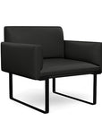 Front view of the SitOnIt Cameo Club Chair in black vinyl with black Frame. Kansas City Office Design