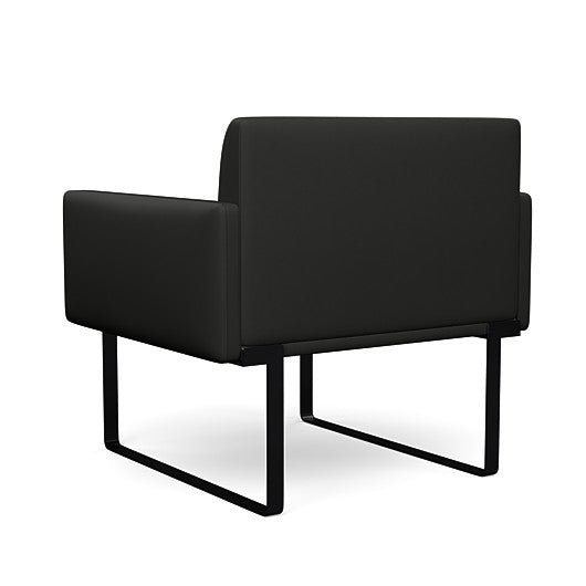 Back view of the SitOnIt Cameo Club Chair in black vinyl with black Frame. Kansas City Office Design