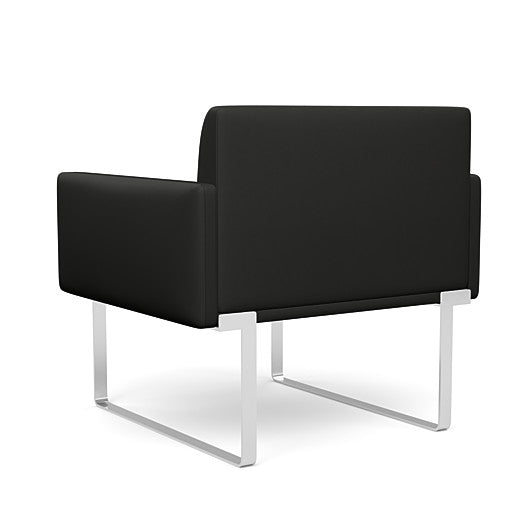 Back view of the SitOnIt Cameo Club Chair in black vinyl with chrome Frame. Kansas City Office Design