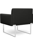 Back view of the SitOnIt Cameo Club Chair in black vinyl with chrome Frame. Kansas City Office Design