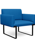 Front view of the SitOnIt Cameo Club Chair in blue fabric with black Frame. Kansas City Office Design