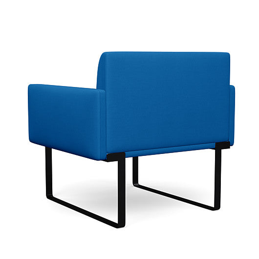 Back view of the SitOnIt Cameo Club Chair in blue fabric with black Frame. Kansas City Office Design