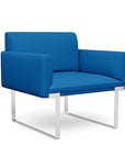 Front view of the SitOnIt Cameo Club Chair in blue fabric with chrome Frame. Kansas City Office Design