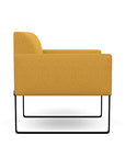 Side view of the SitOnIt Cameo Club Chair in gold fabric with black Frame. Kansas City Office Design