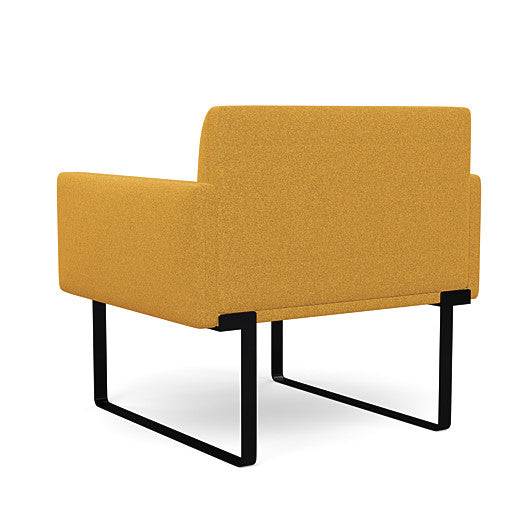 Back view of the SitOnIt Cameo Club Chair in gold fabric with black Frame. Kansas City Office Design
