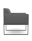 Side view of the SitOnIt Cameo Club Chair in gray fabric with black Frame. Kansas City Office Design
