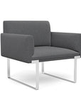 Front view of the SitOnIt Cameo Club Chair in gray fabric with chrome Frame. Kansas City Office Design