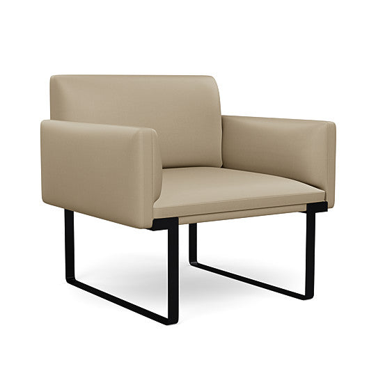 Front view of the SitOnIt Cameo Club Chair in pebble vinyl with black Frame. Kansas City Office Design