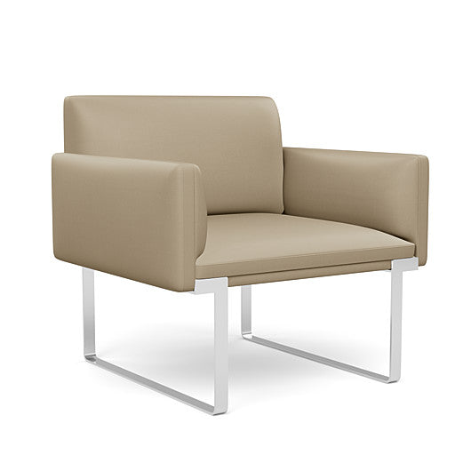 Front view of the SitOnIt Cameo Club Chair in pebble vinyl with chrome Frame. Kansas City Office Design