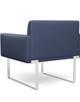 Back view of the SitOnIt Cameo Club Chair in sapphire vinyl with chrome Frame. Kansas City Office Design