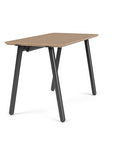 Side view of the SitOnIt Reya Office Desk with Angled Metal Legs. The legs are black with a bamboo top. Kansas City Office Furniture