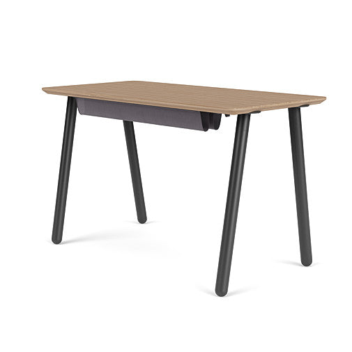 Back view of the SitOnIt Reya Office Desk with Angled Metal Legs. The legs are black with a bamboo top. Kansas City Office Furniture