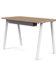 Back view of the SitOnIt Reya Office Desk with Angled Metal Legs. The legs are white with a bamboo top. Kansas City Office Furniture