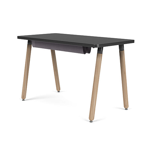 Back view of the SitOnIt Reya Office Desk with Angled Legs. The legs are Bamboo with a black top. Kansas City Office Furniture