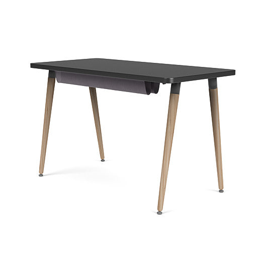 Back view of the SitOnIt Reya Office Desk with Angled Legs. The legs are tapered Bamboo with a black top. Kansas City Office Furniture