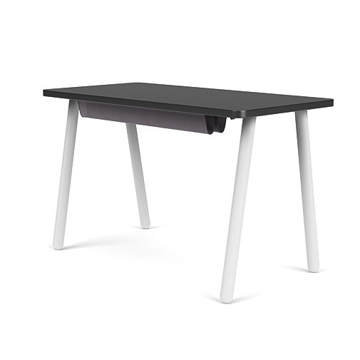 Back view of the SitOnIt Reya Office Desk with Angled Metal Legs. The legs are white with a black top. Kansas City Office Furniture