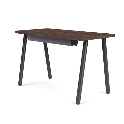 Back view of the SitOnIt Reya Office Desk with Angled Metal Legs. The legs are black with a walnut top. Kansas City Office Furniture