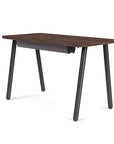 Back view of the SitOnIt Reya Office Desk with Angled Metal Legs. The legs are black with a walnut top. Kansas City Office Furniture