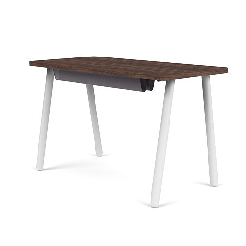 Back view of the SitOnIt Reya Office Desk with Angled Metal Legs. The legs are black with a walnut top. Kansas City Office Furniture