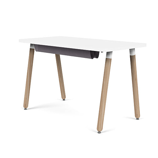 Back view of the SitOnIt Reya Office Desk with Angled Legs. The legs are bamboo with a white top. Kansas City Office Furniture