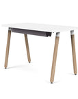 Back view of the SitOnIt Reya Office Desk with Angled Legs. The legs are bamboo with a white top. Kansas City Office Furniture