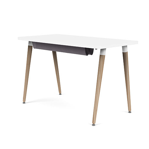 Back view of the SitOnIt Reya Office Desk with Angled Legs. The legs are tapered bamboo with a white top. Kansas City Office Furniture