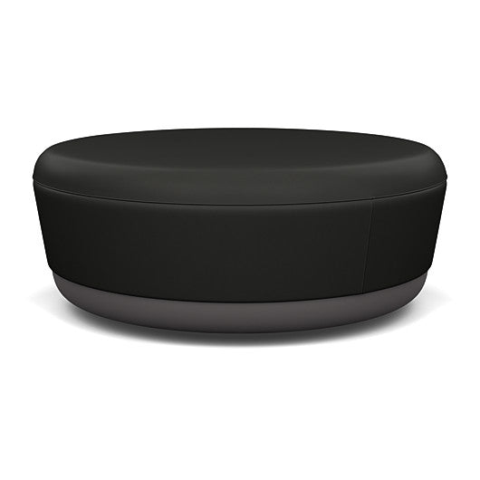 SitonIt Pasea Large Round Ottoman with Black Vinyl Fabric. Kansas City Office Design.