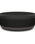 SitonIt Pasea Large Round Ottoman with Black Vinyl Fabric. Kansas City Office Design.
