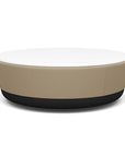 SitonIt Pasea Large Round Ottoman with Pebble Vinyl Fabric and Frosty White Laminate Top. Kansas City Office Design.
