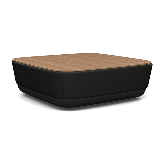 SitonIt Pasea Large Square Ottoman with Black Vinyl Fabric and Uptown Walnut Laminate Top. Kansas City Office Design.