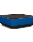 SitonIt Pasea Large Square Ottoman with Electric Blue Fabric and Skyline Walnut Laminate Top. Kansas City Office Design.