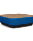 SitonIt Pasea Large Square Ottoman with Electric Blue Fabric and Uptown Walnut Laminate Top. Kansas City Office Design.