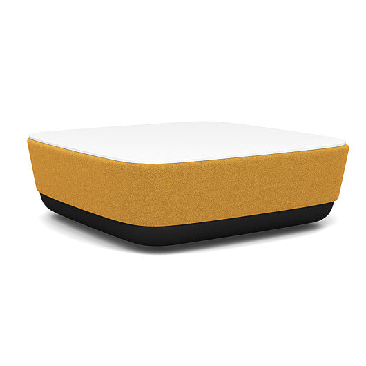 SitonIt Pasea Large Square Ottoman with Gold Dusk Fabric and Frosty White Laminate Top. Kansas City Office Design.
