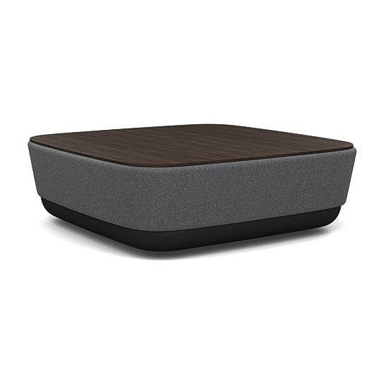 SitonIt Pasea Large Square Ottoman with Gray Milestone Fabric and Skyline Walnut Laminate Top. Kansas City Office Design.