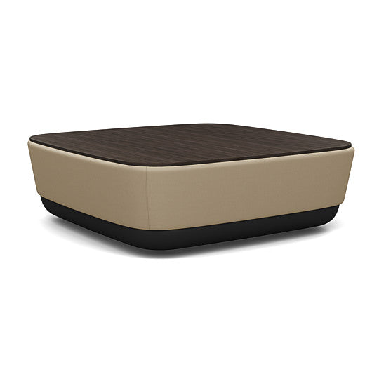 SitonIt Pasea Large Square Ottoman with Pebble Vinyl Fabric and Skyline Walnut Laminate Top. Kansas City Office Design.