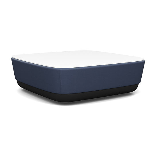 SitonIt Pasea Large Square Ottoman with Sapphire Vinyl Fabric and Frosty White Laminate Top. Kansas City Office Design.