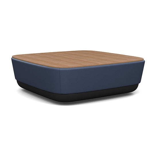 SitonIt Pasea Large Square Ottoman with Sapphire Vinyl Fabric and Uptown Walnut Laminate Top. Kansas City Office Design.