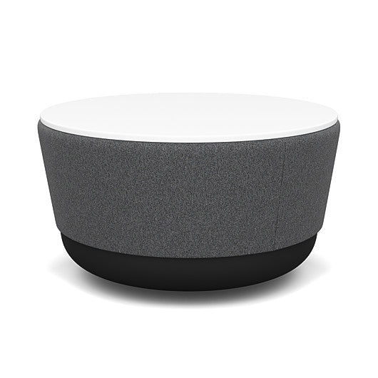 SitonIt Pasea Mini Round Ottoman with Gray Fabric and White Laminate Top. Kansas City Office Design.