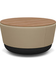 SitonIt Pasea Mini Round Ottoman with Pebble Vinyl Fabric and Uptown Walnut Laminate Top. Kansas City Office Design.