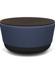 SitonIt Pasea Mini Round Ottoman with Sapphire Vinyl Fabric and Skyline Walnut Laminate Top. Kansas City Office Design.