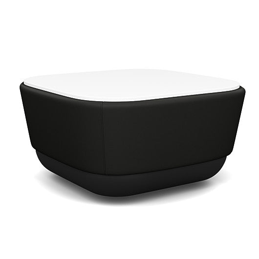 SitonIt Pasea Mini Square Ottoman with Black Vinyl Fabric and White Laminate Top. Kansas City Office Design.