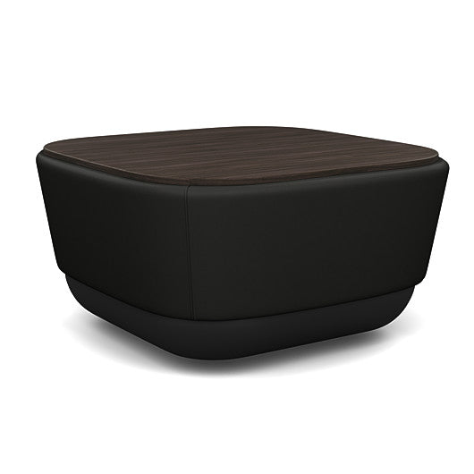 SitonIt Pasea Mini Square Ottoman with Black Vinyl Fabric and Skyline Walnut Laminate Top. Kansas City Office Design.