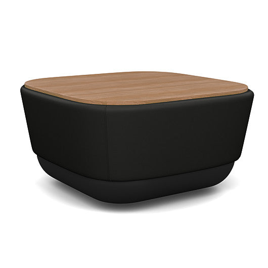 SitonIt Pasea Mini Square Ottoman with Black Vinyl Fabric and Uptown Walnut Laminate Top. Kansas City Office Design.