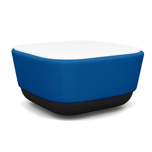 SitonIt Pasea Mini Square Ottoman with Electric Blue Fabric and White Laminate Top. Kansas City Office Design.