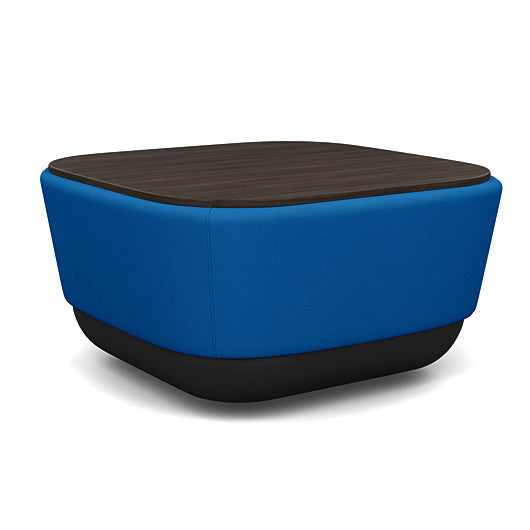 SitonIt Pasea Mini Square Ottoman with Electric Blue Fabric and Skyline Walnut Laminate Top. Kansas City Office Design.